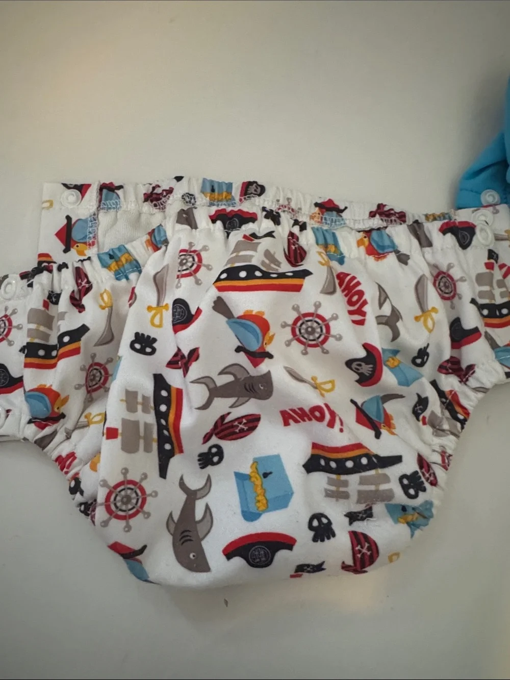 Charlie Banana Blue Solid & White Pirate Print Swim Diaper Set